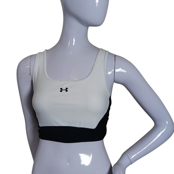 Under Armour Sport Bra Size Medium Black and White Criss Cross Back - Picture 1 of 6